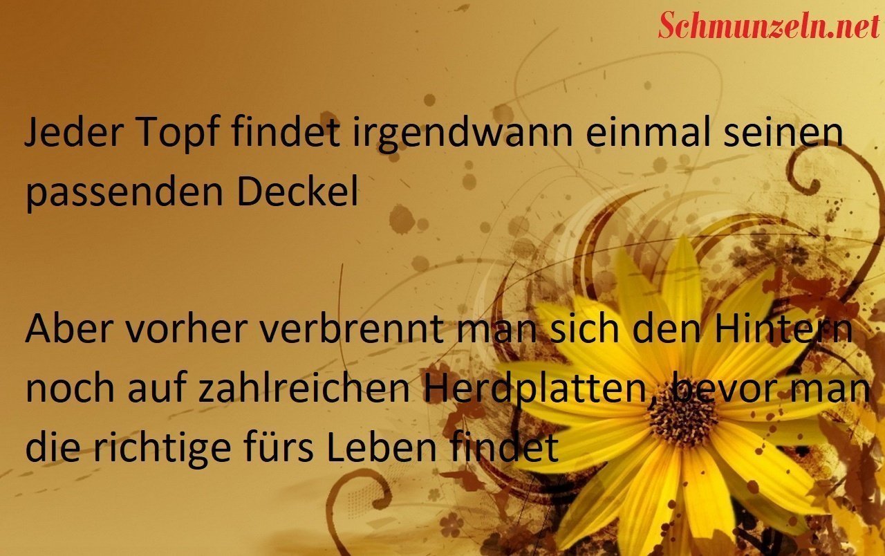 Jeder Topf findet seinen Deckel deckel