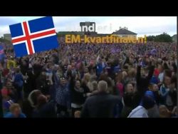 islaendische fans jubeln uebers