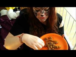 maedchen isst katzenfutter