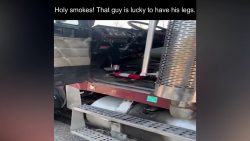 rebar goes through truck