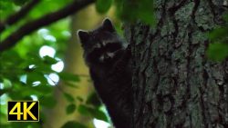 waschbaeren klettern in ihr baum