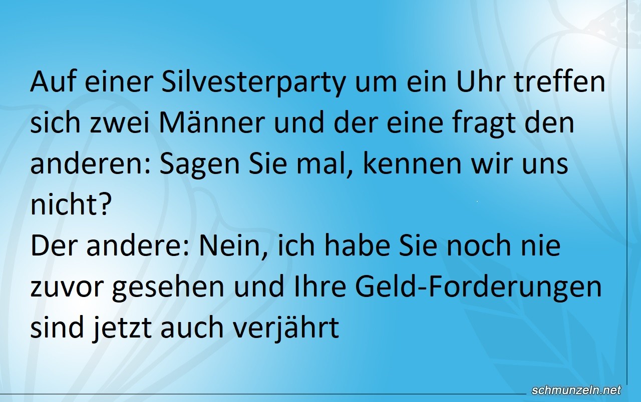 Auf einer Silvesterparty treffen sich zwei Männer Auf einer Silvesterparty treffen sich zwei Männer