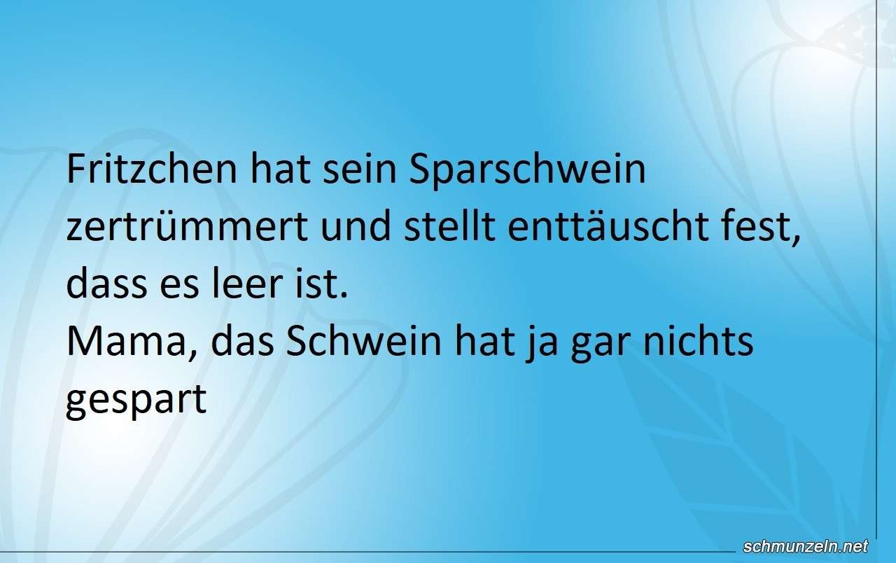 Mama, das Schwein hat ja gar nichts gespart sparschwein leer
