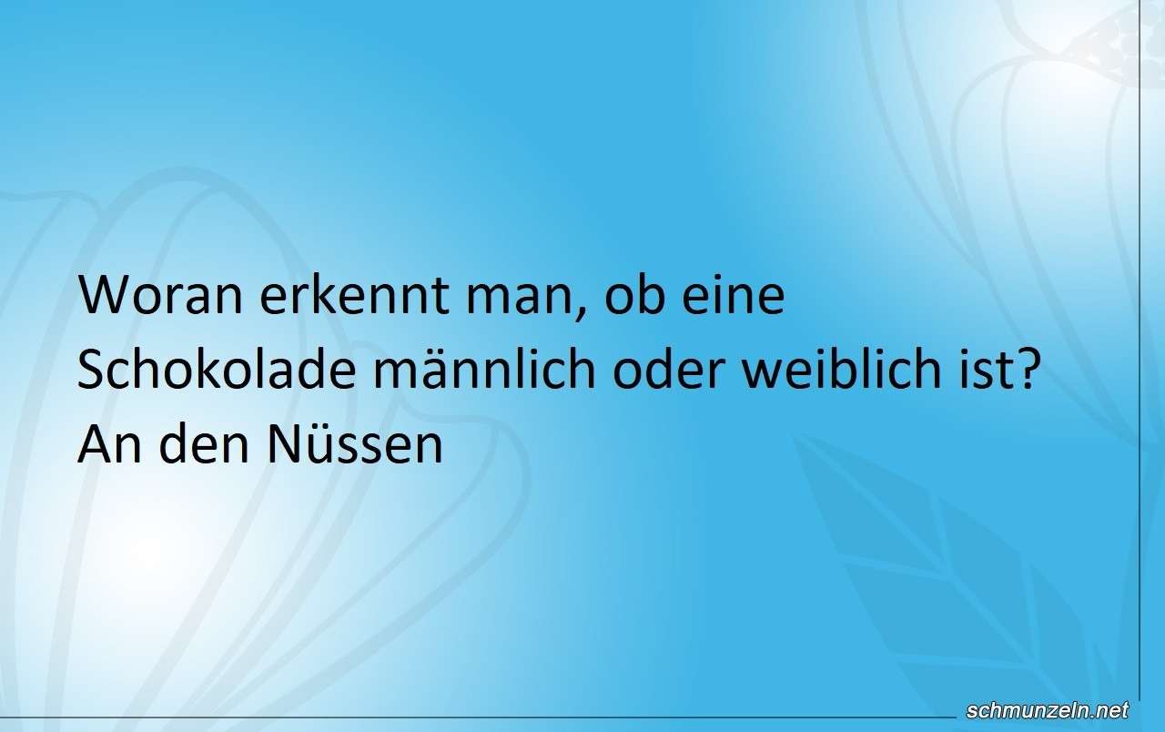 Ist eine Schokolade männlich oder weiblich? schoko geschlecht