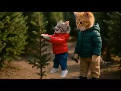 Katzen kaufen einen Weihnachtsbaum weihnachtsbaum katze